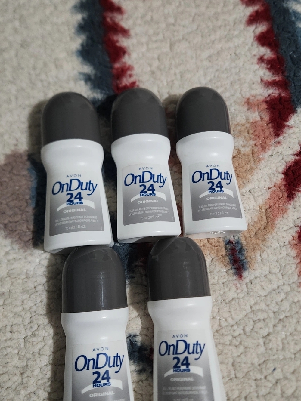 5 Avon OnDuty 24 Roll-On Deodorant - White & Gray